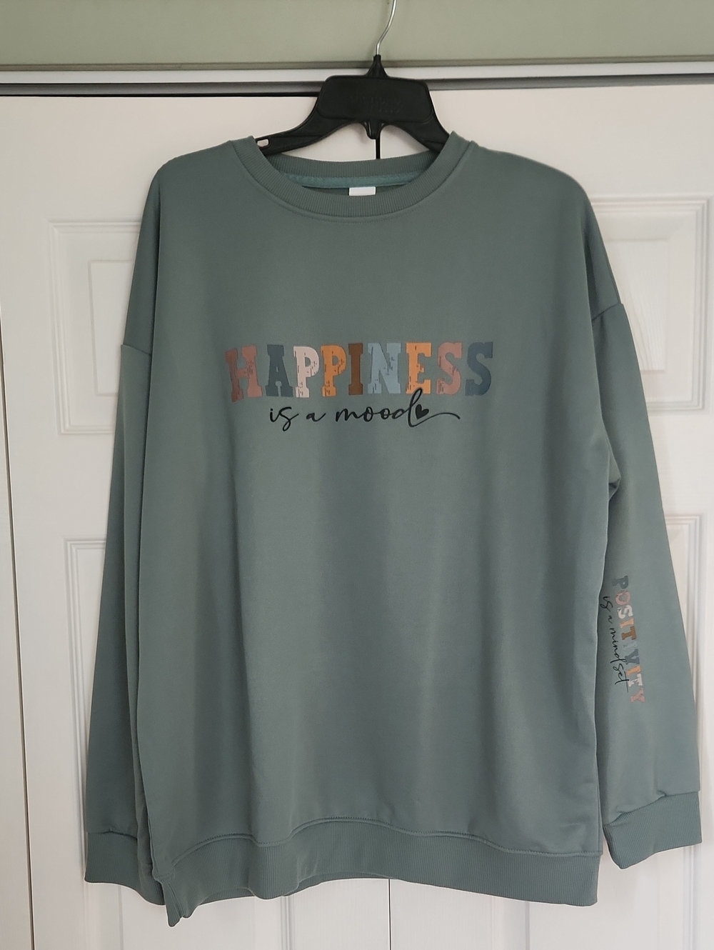 Sage Green "Happiness is a Mood"  "Positivity Is A Mindset" Sweater